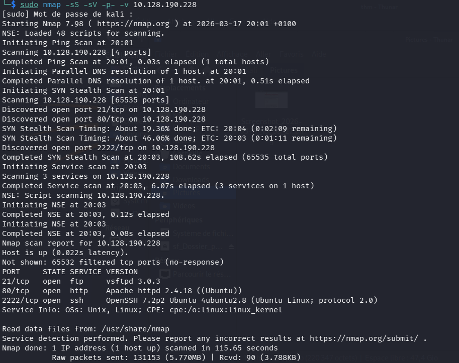 Nmap scan results