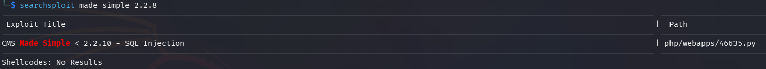 Searchsploit results